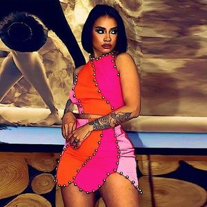 Two piece studded sunrise dress set 🌅